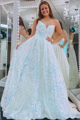 White Iridescent Sequin Prom Dresses Strapless Mermaid UK