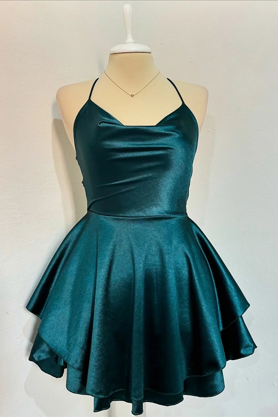 A-line green Homecoming Dress Spaghetti Strap Mychicdress