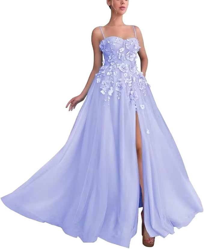 Lavender evening gown with floral