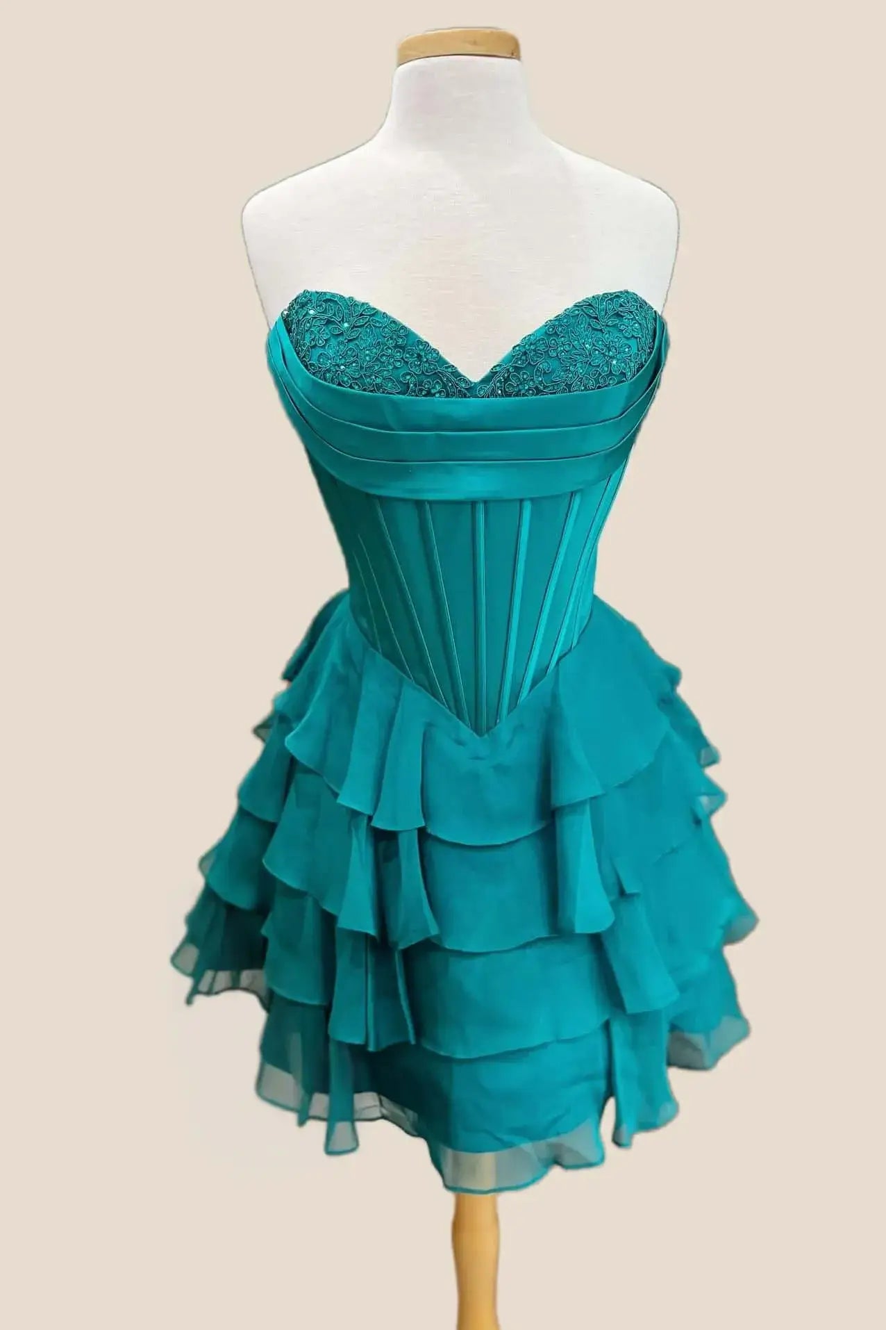 A Line Yellow Short Prom Dress Lace Ruffles Hoco Dress