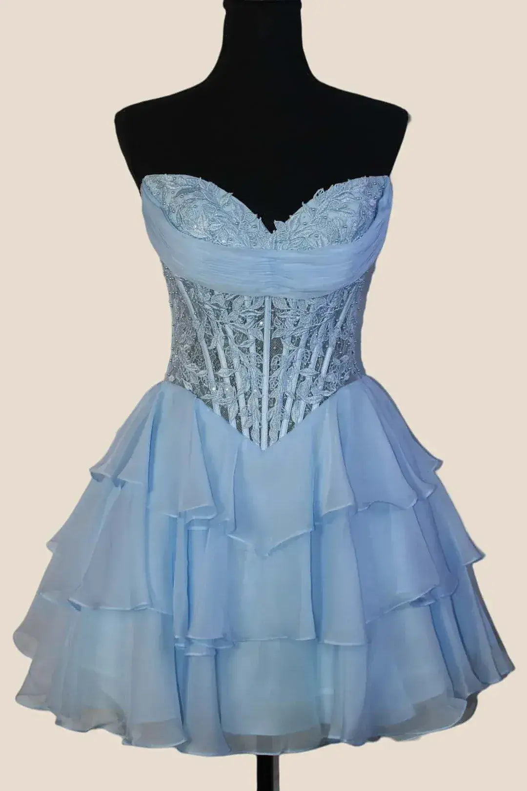 A Line Yellow Short Prom Dress Lace Ruffles Hoco Dress