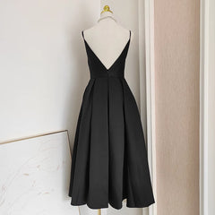 A line Little Black Satin Guest Dress for Wedding Women Birthday Dresses Mychicdress