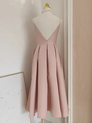 A line Little pink Satin Guest Dress for Wedding Women Birthday Dresses Mychicdress