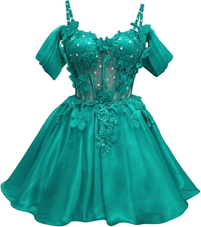 A Line Mini Homecoming Dresses 3D Butterfly Short DAMA Dresses for Quince