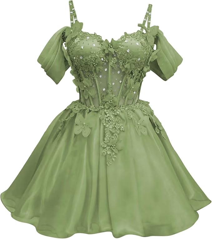A Line Mini Homecoming Dresses 3D Butterfly Short DAMA Dresses for Quince