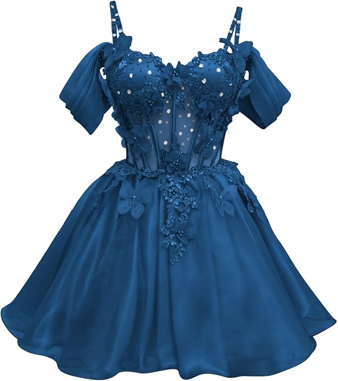 A Line Mini Homecoming Dresses 3D Butterfly Short DAMA Dresses for Quince