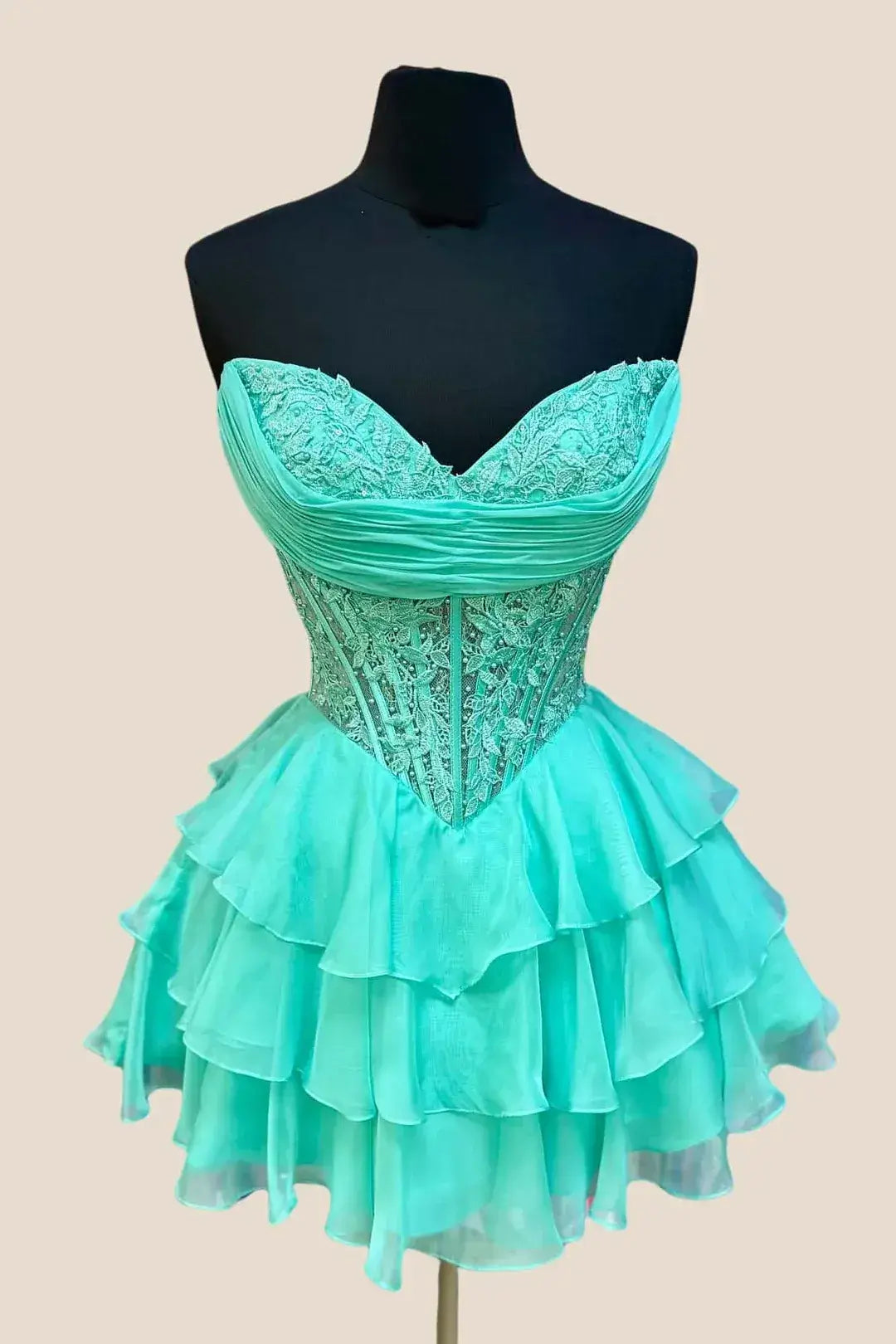 A Line Yellow Short Prom Dress Lace Ruffles Hoco Dress