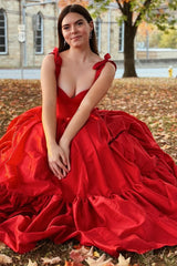 A-Line Hot Pink Prom Dress 2025 Satin Sweetheart with Bow Straps