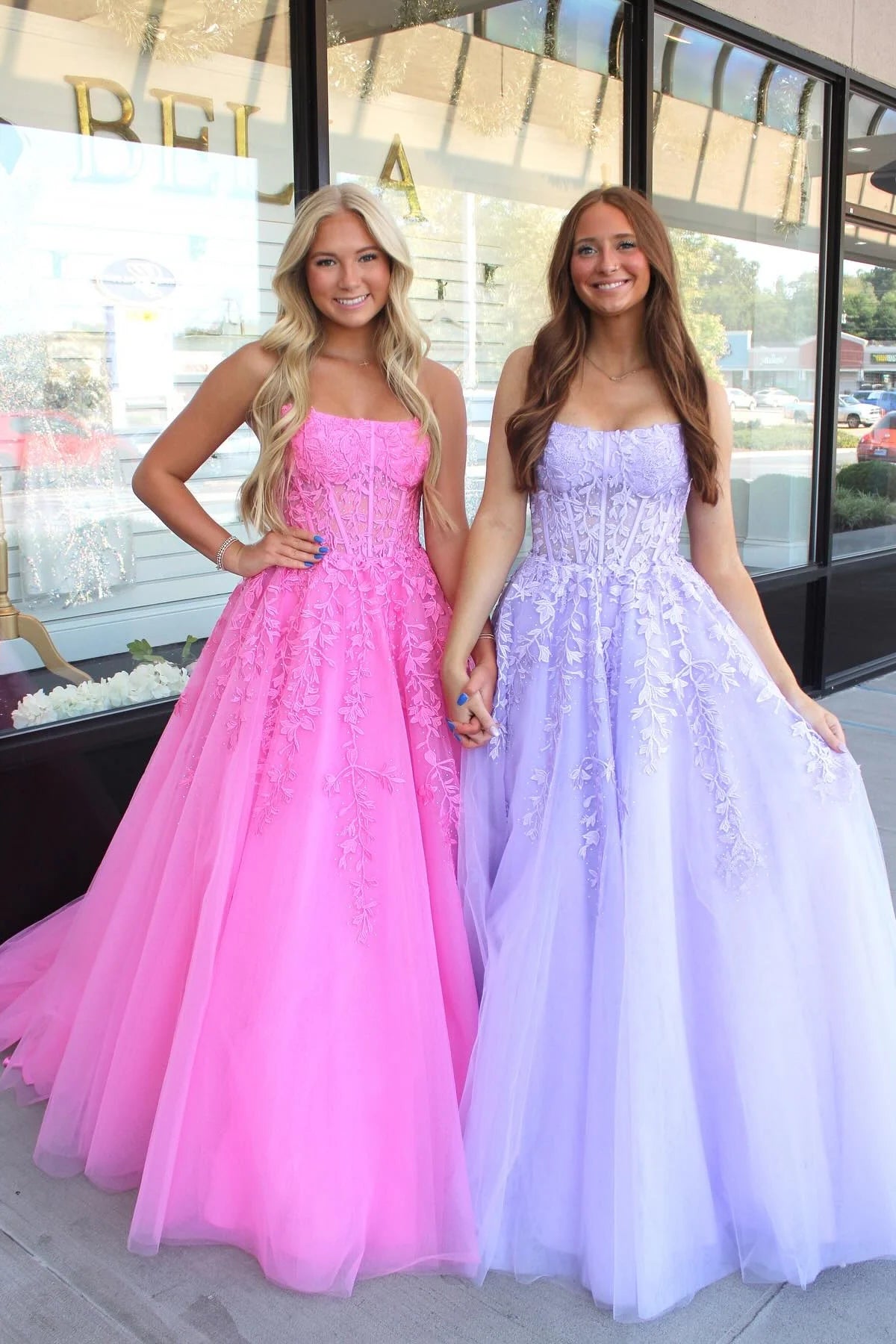 A-line Strapless Formal Dress Appliques Long Evening Dress Mychicdress