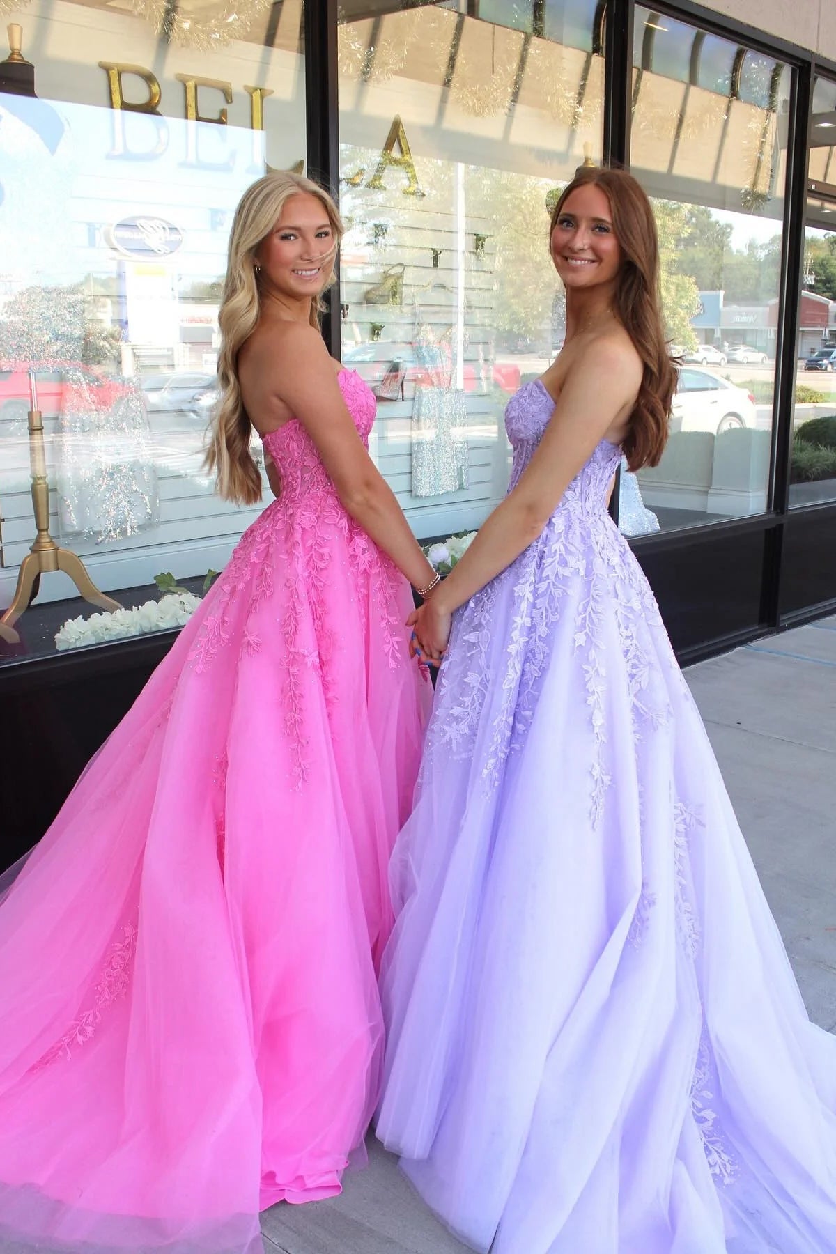 A-line Strapless Formal Dress Appliques Long Evening Dress Mychicdress