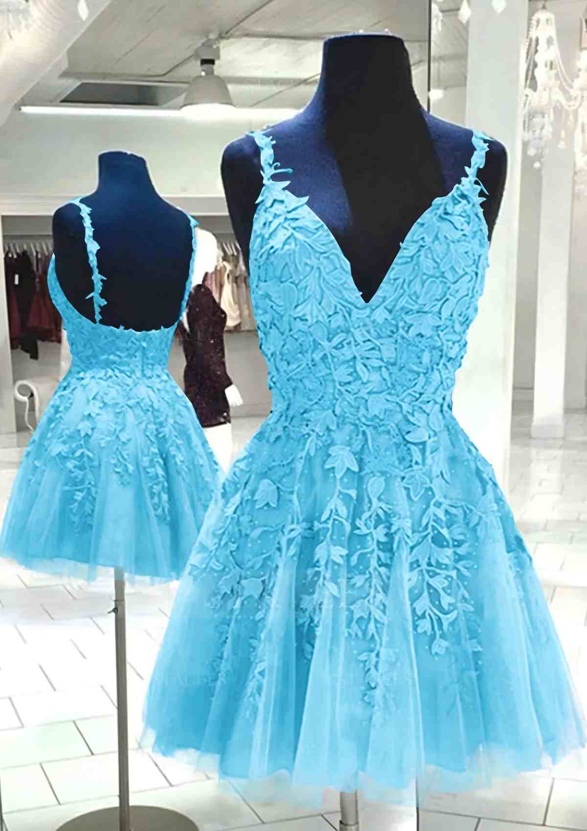 A Line V Neck Purple Homecoming Dress Cheap Lace Short Graduation Dress