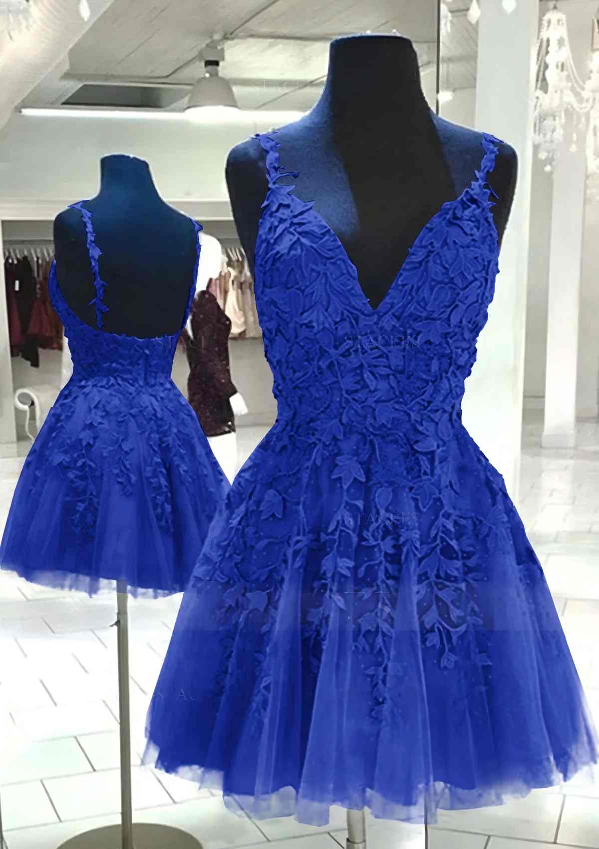 A Line V Neck Purple Homecoming Dress Cheap Lace Short Graduation Dress