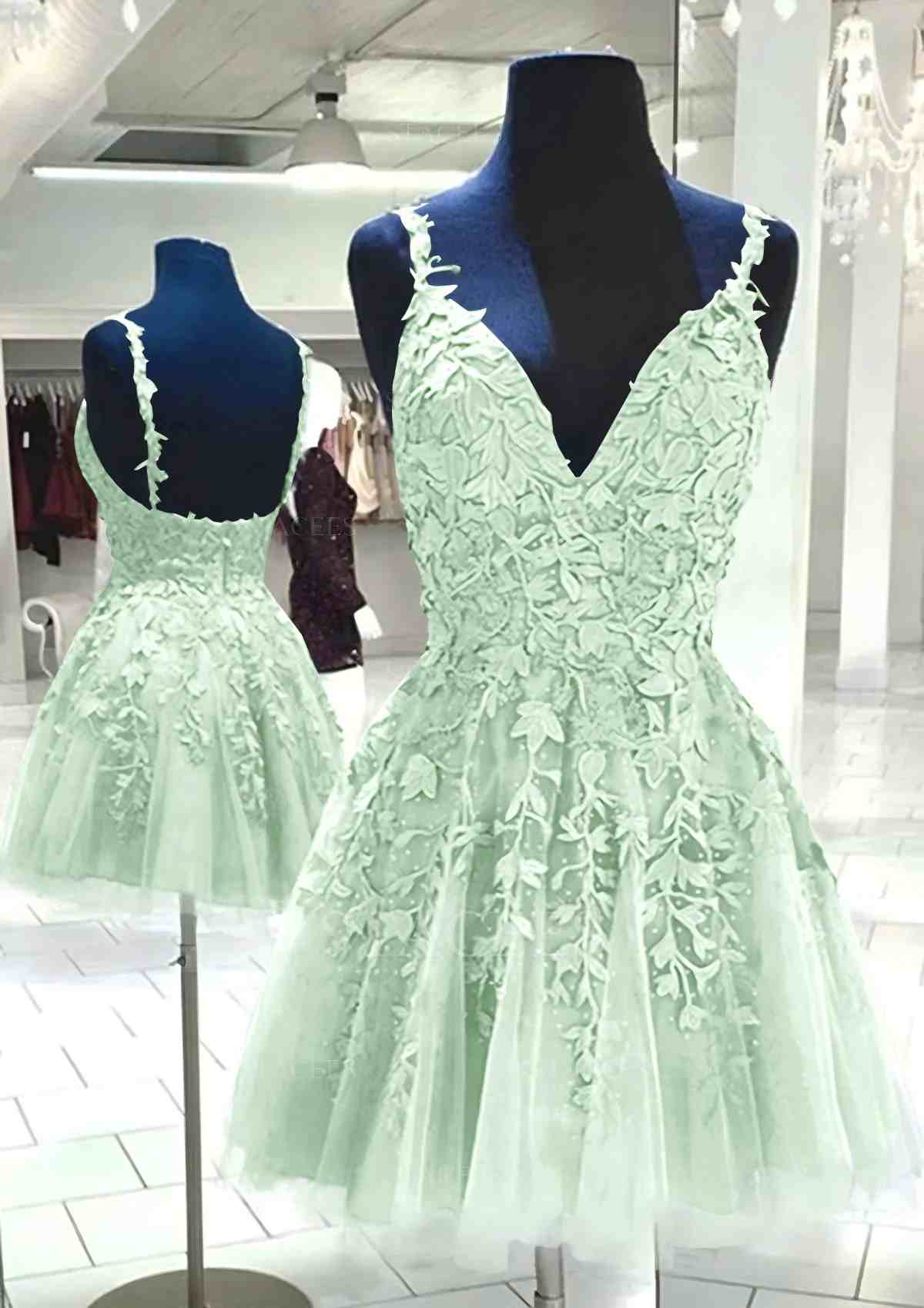 A Line V Neck Purple Homecoming Dress Cheap Lace Short Graduation Dress