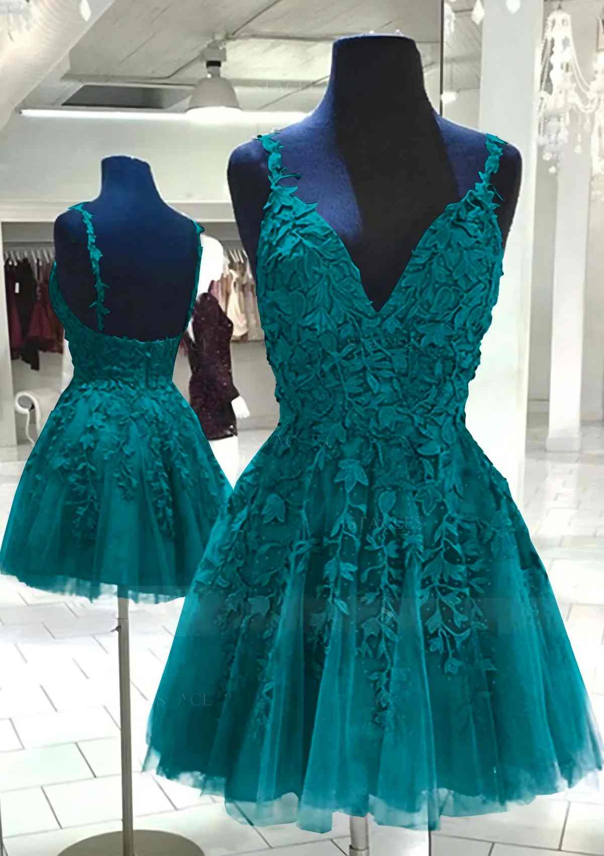 A Line V Neck Purple Homecoming Dress Cheap Lace Short Graduation Dress