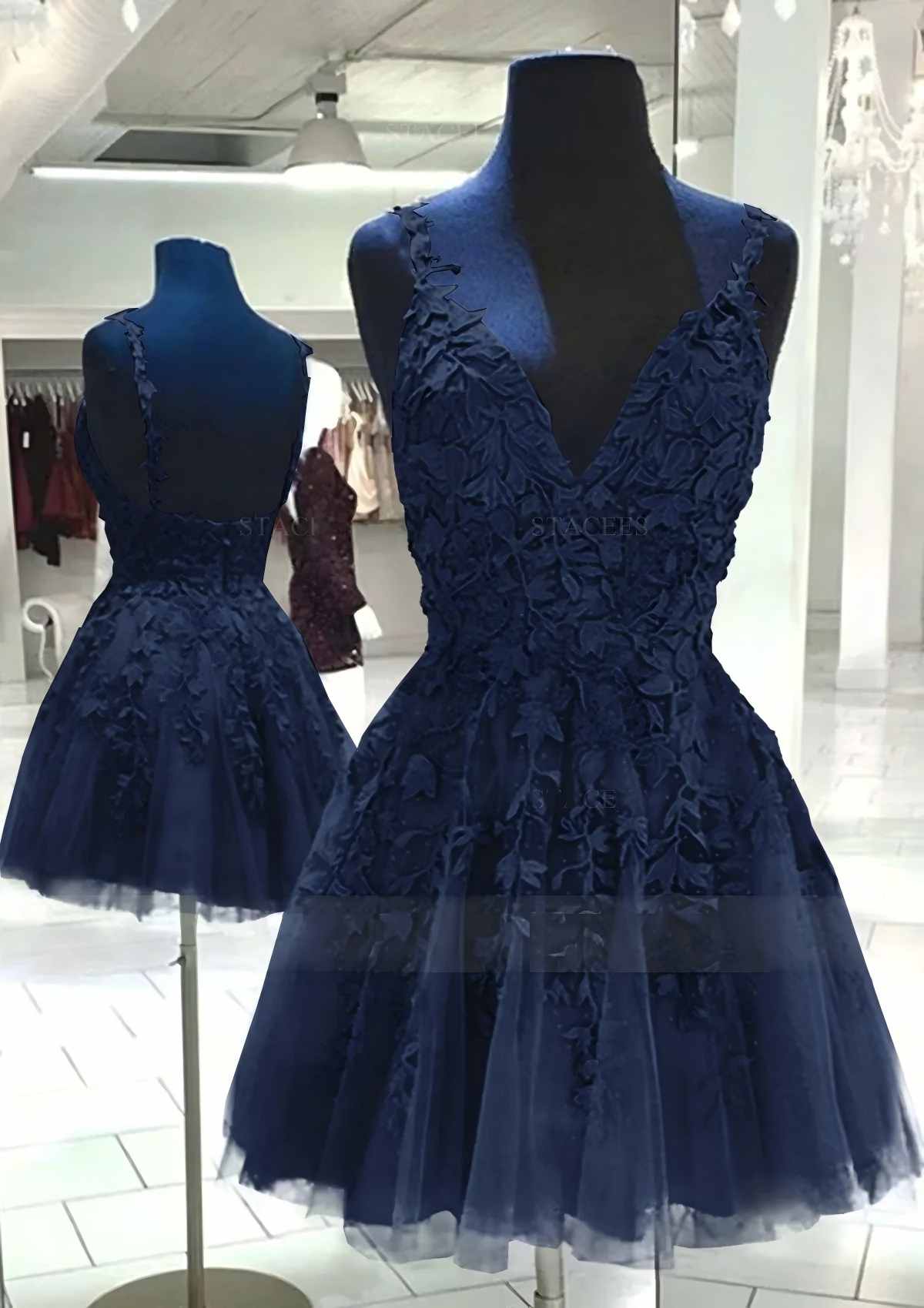 A Line V Neck Purple Homecoming Dress Cheap Lace Short Graduation Dress