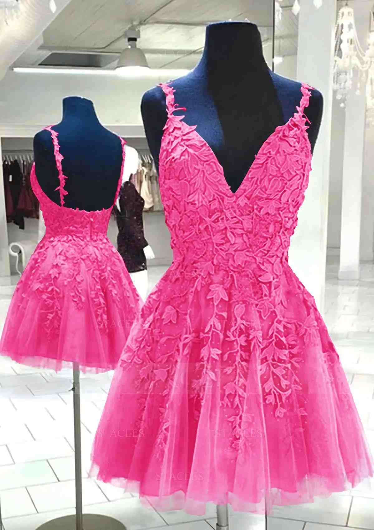 A Line V Neck Purple Homecoming Dress Cheap Lace Short Graduation Dress