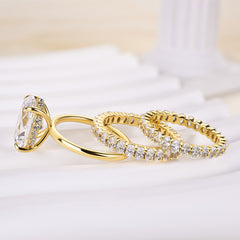 Affordable 3PC Wedding Ring Set 4.0 Carat Oval Cut In Sterling Silver Mychicdress