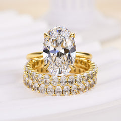 Affordable 3PC Wedding Ring Set 4.0 Carat Oval Cut In Sterling Silver Mychicdress