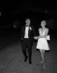 Modern Short Wedding Dress Satin V-Neck with Bow - MyChicDress
