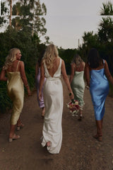 Ankle Length Bridesmaid Dresses for Beach Wedding Sheath Silk Satin