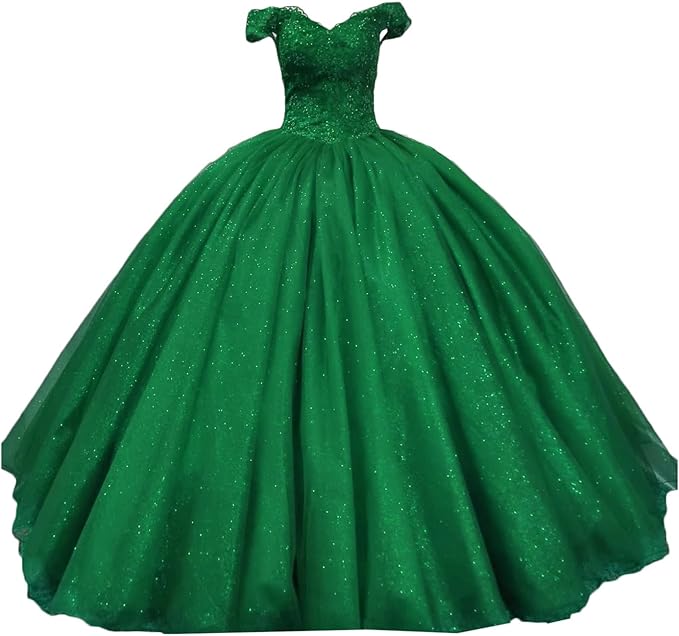 Ball Gown Sequin Wedding Dresses Lace Quince Dresses Green