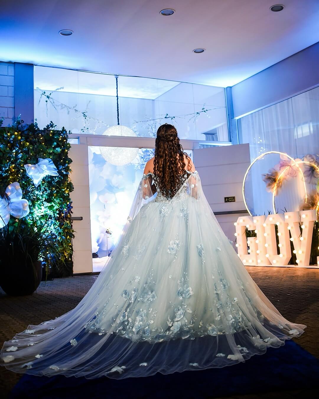 Ball Gown Light Blue Quinceanera Dresses Cheap 3D Floral vestidos de 15 años