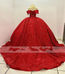 Ball Gown Princess Red Quinceanera Dresses Beaded Birthday Sweet 15 Dress