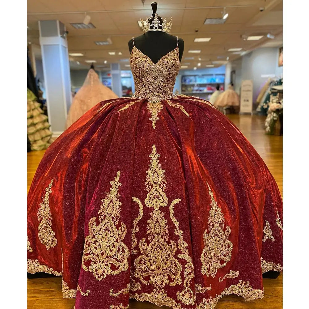 Ball Gown Royal Blue Quinceanera Dress Gold Lace Beaded with Cape