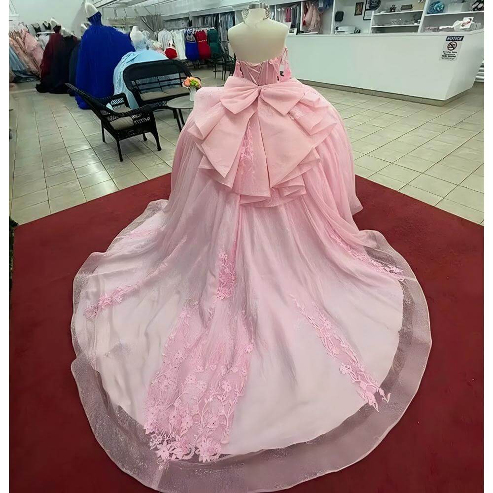 Ball Gowns Pink 15 Quince Dress Lace Princess Birthday Party XV Dress