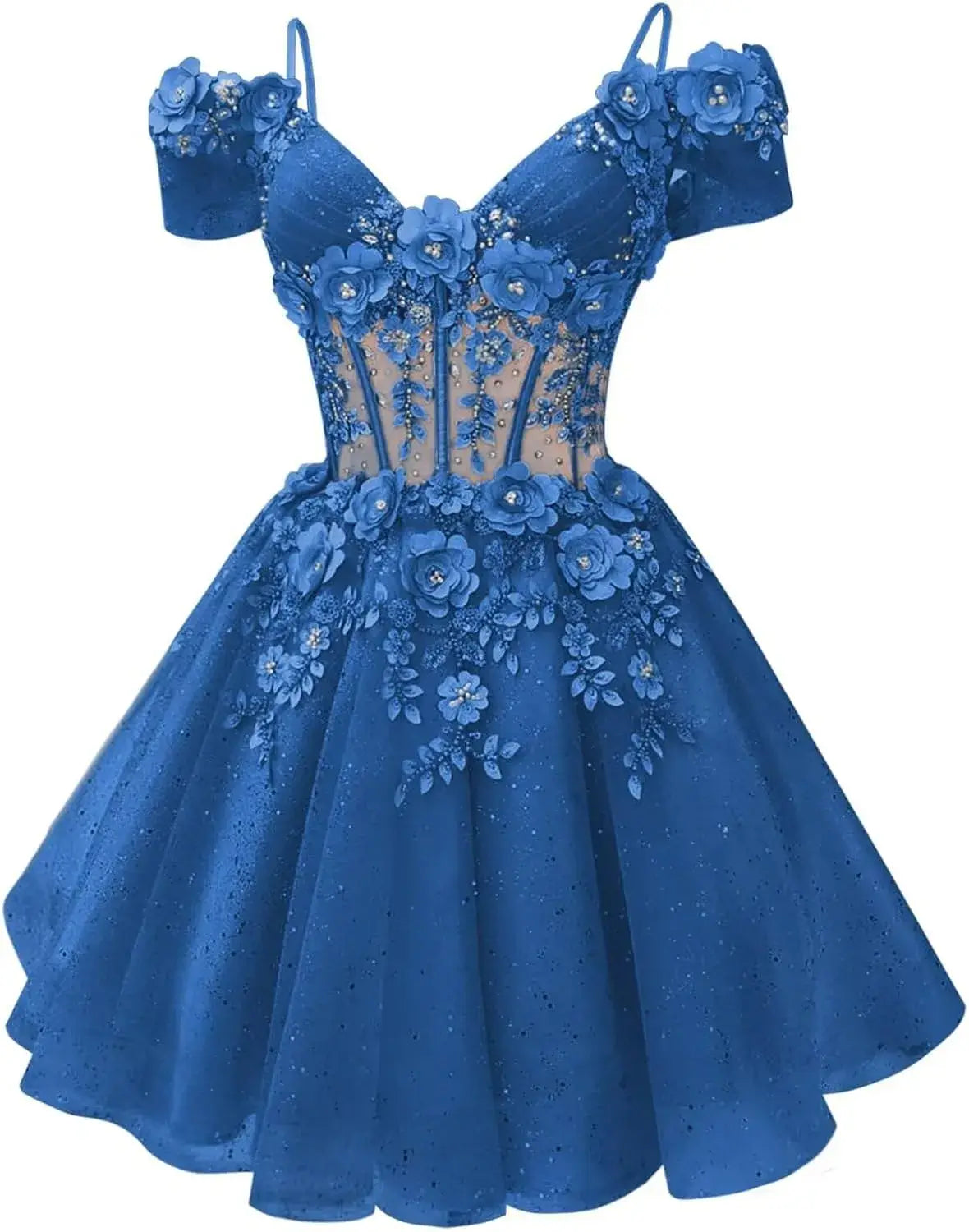 Beautiful Beaded Flowers DAMA Dresses Off Shoulder Short Homecoming Dress