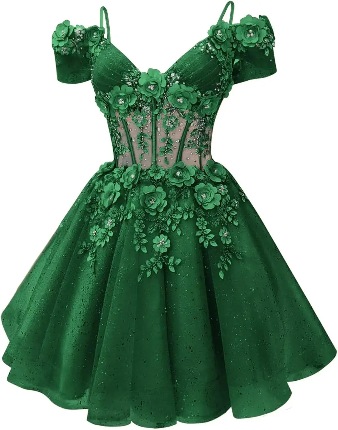 Beautiful Beaded Flowers DAMA Dresses Off Shoulder Short Homecoming Dress