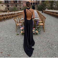 black-satin-black-tie-wedding-guest-dress-halter-maxi-dress-mychicdress