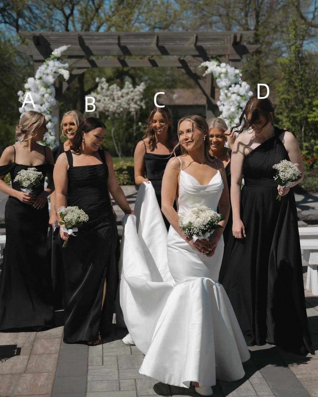 Black Mismatched Bridesmaid Dresses Satin for Beach Wedding