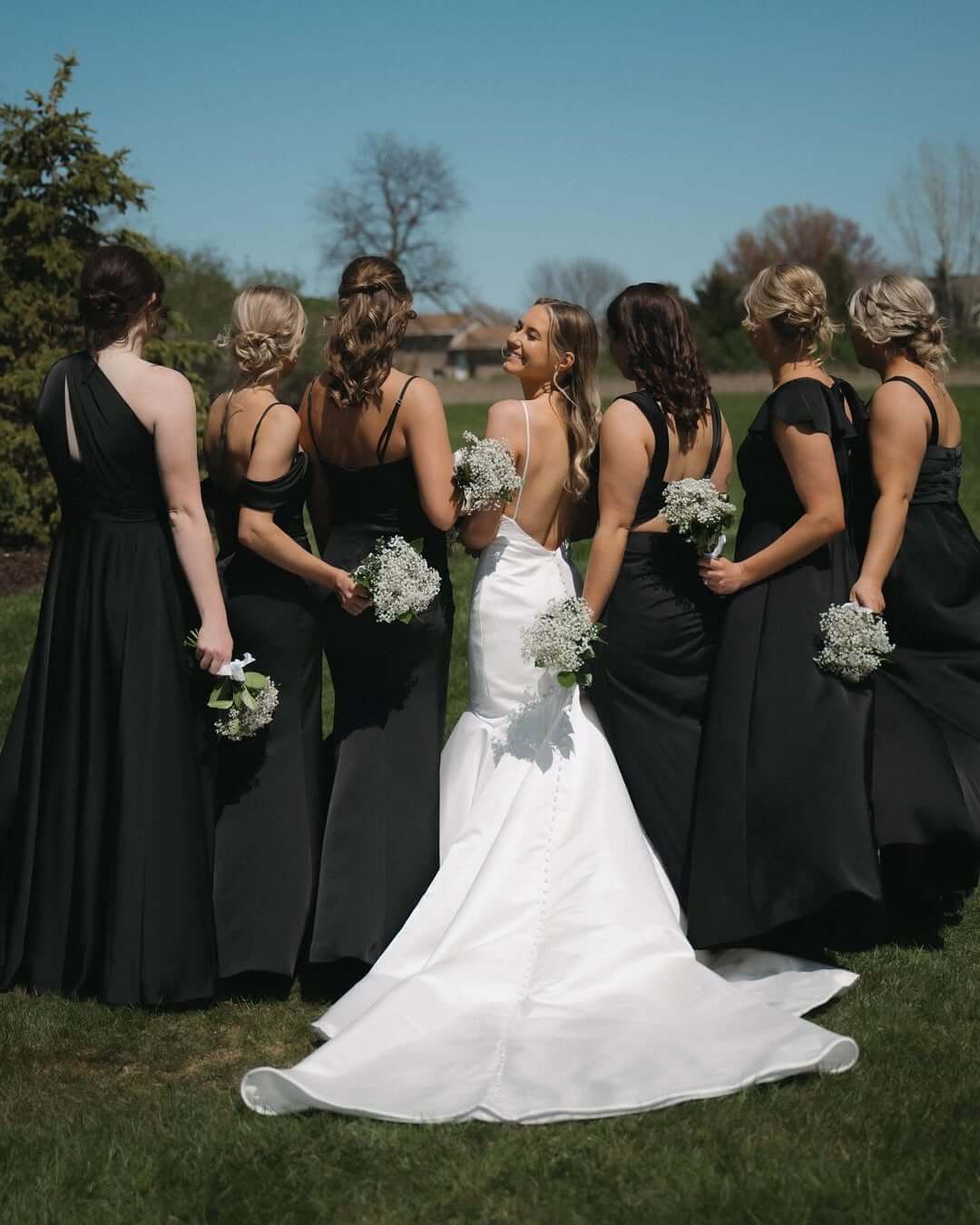 Black Mismatched Bridesmaid Dresses Satin for Beach Wedding