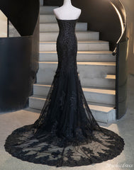 Long Lace Fitted Mermaid Black Wedding Dresses Corset with Cape