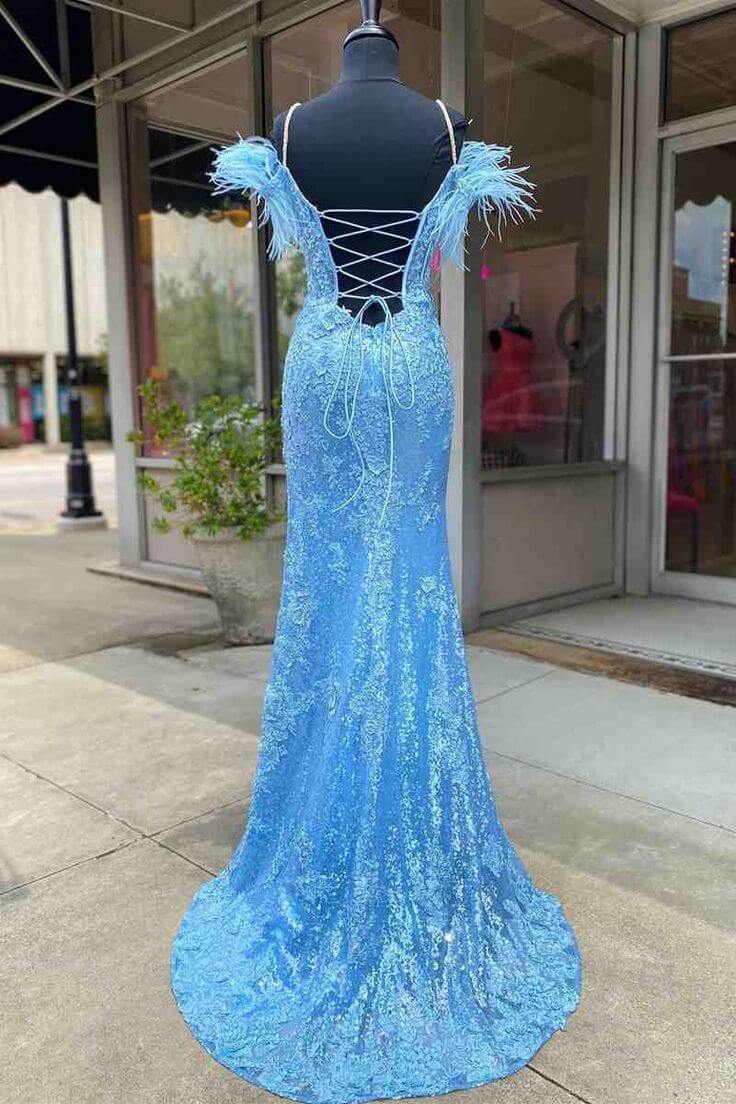 Blue evening gown