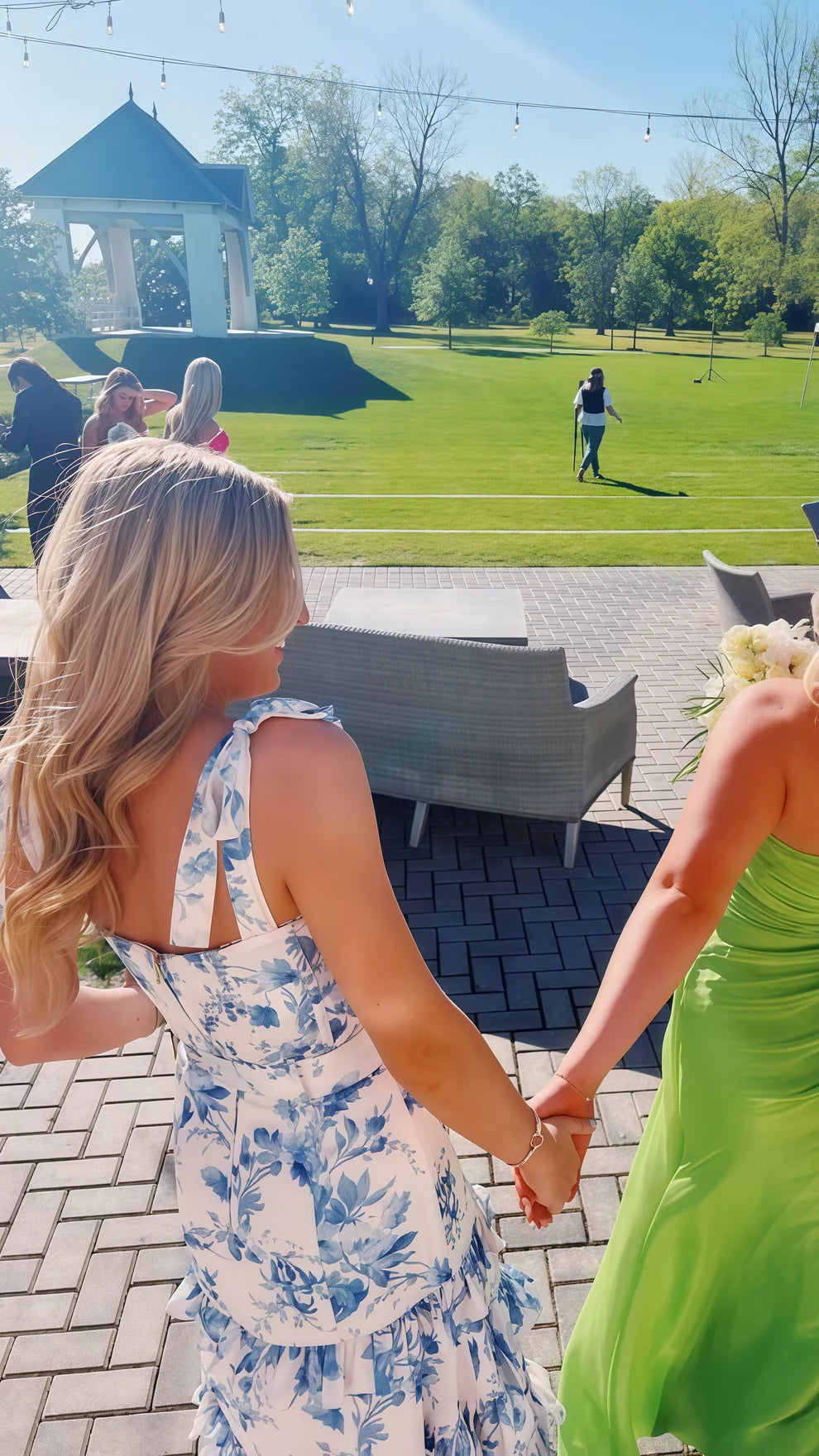 Blue Floral Senior Prom Dress Ruffles Tiered Evening Dress UK Mychicdress