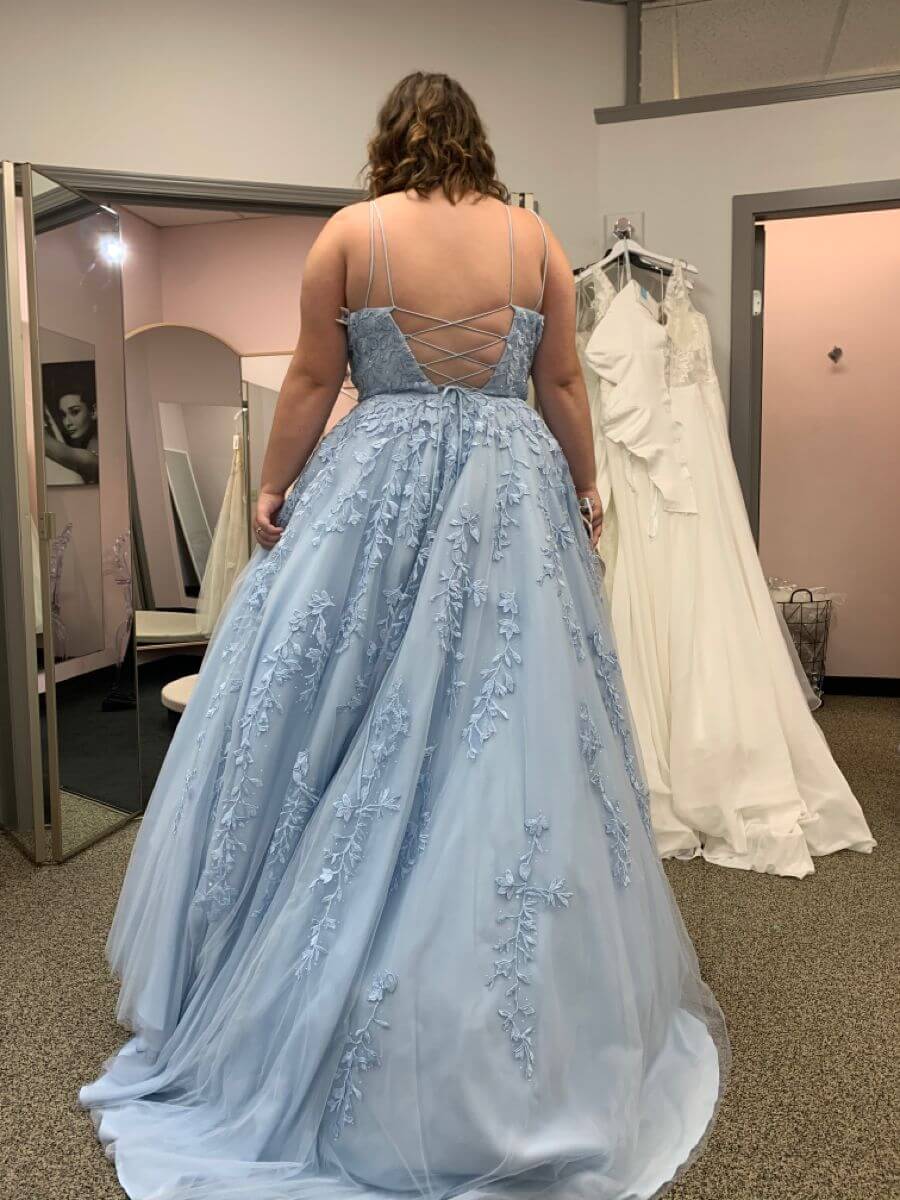 Vestidos de fiesta con apliques de encaje azul real, corte A, largos, estilo británico, para noche
