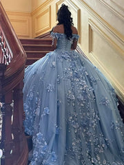 2025 Off the Shoulder 3D Flowers Plus Size Sage Green Quinceanera Dresses