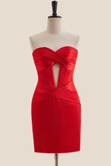 Bodycon Mini Party Dress Red Short Hoco Dress