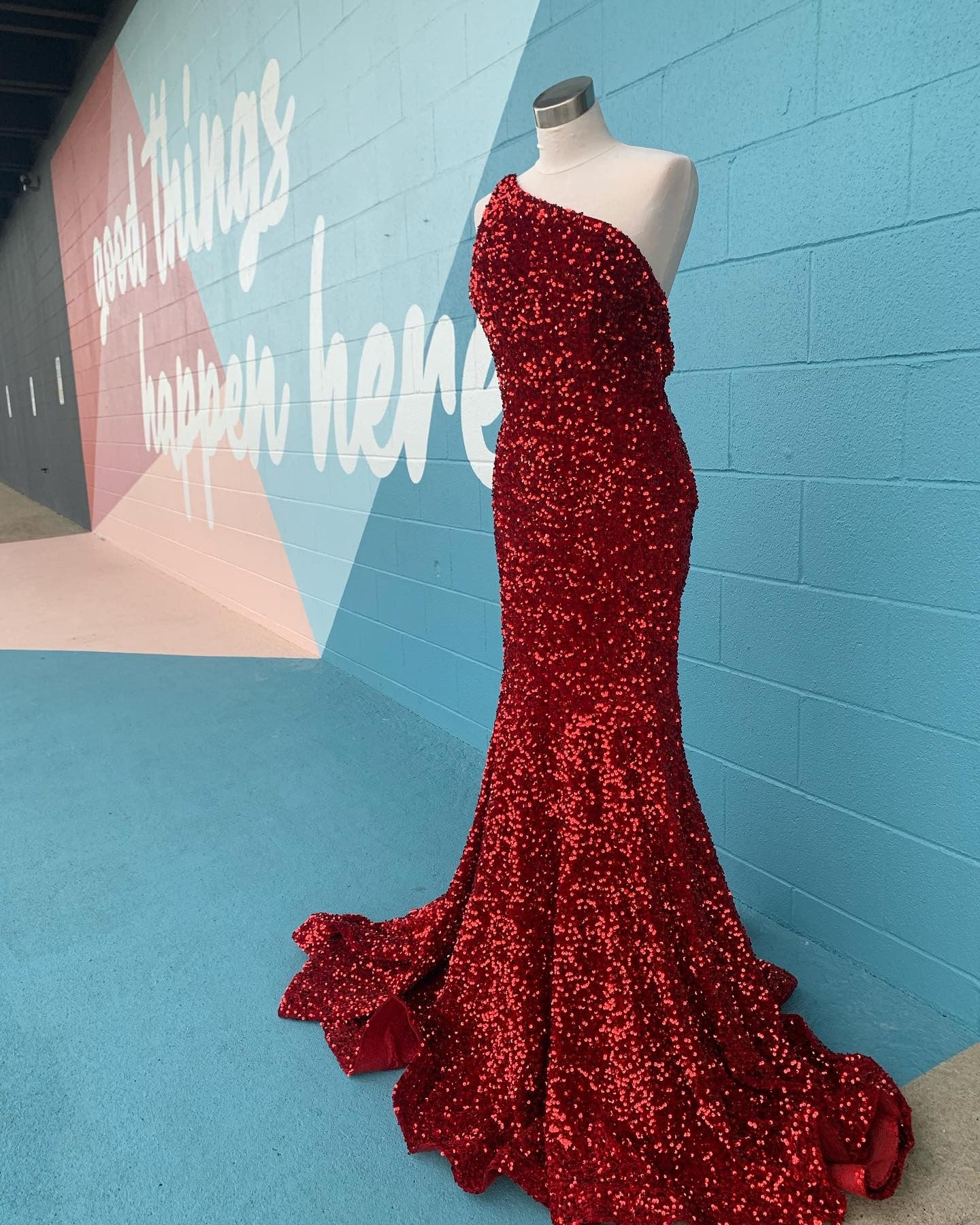 Long Sequin Prom Dress Royal Blue Formal Dresses One-Shoulder