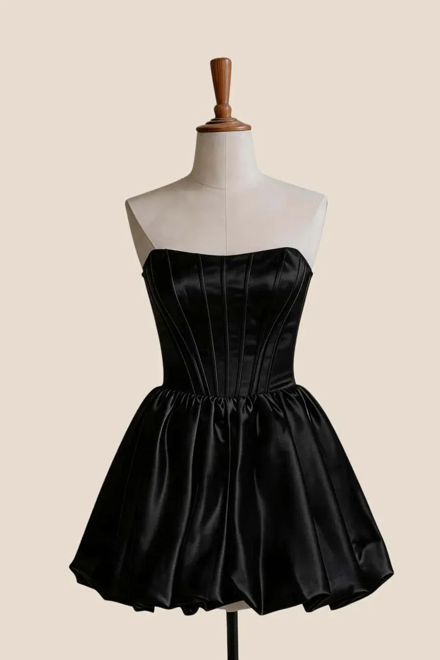 Cheap Butter Yellow Short Bubble Dress for Homecoming Satin Strapless