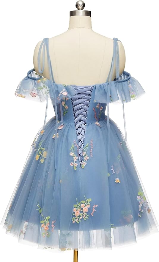 Cheap Green Floral Hoco Dresses A-Line Tulle Sweet 16 Dress with Straps