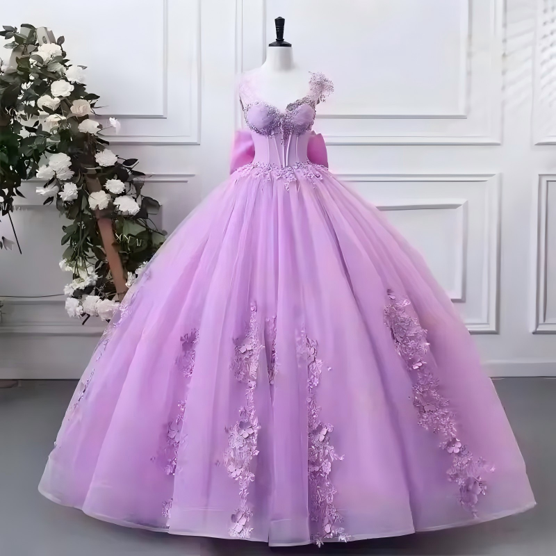 Cheap lilac Quinceanera Dresses Corset Lace Sweet 16 Party Dresses