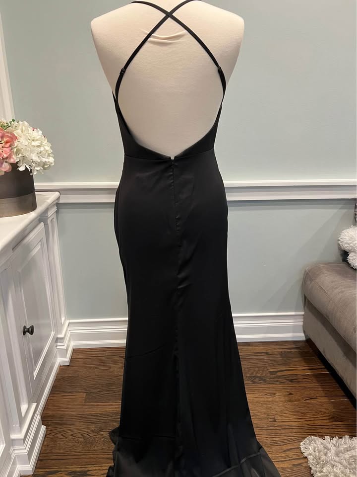 Cheap Long Chiffon Black Formal Dress for Wedding Guests