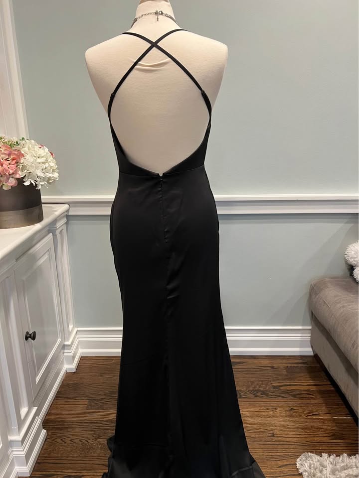 Cheap Long Chiffon Black Formal Dress for Wedding Guests