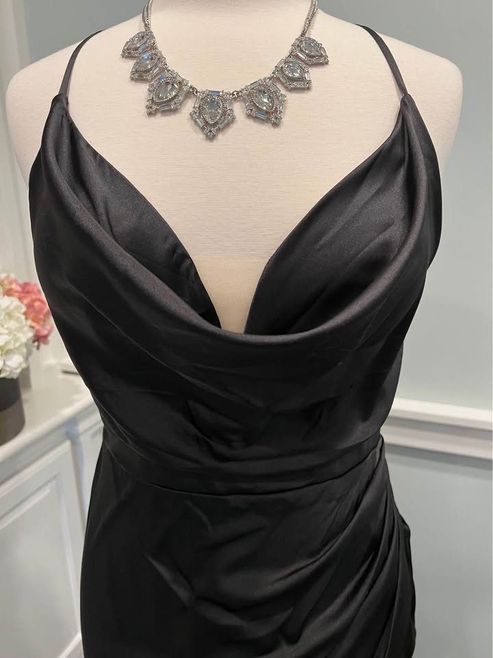 Cheap Long Chiffon Black Formal Dress for Wedding Guests