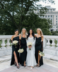 Cheap Mismatched Black Bridesmaid Dress Elastic Satin for Wedding