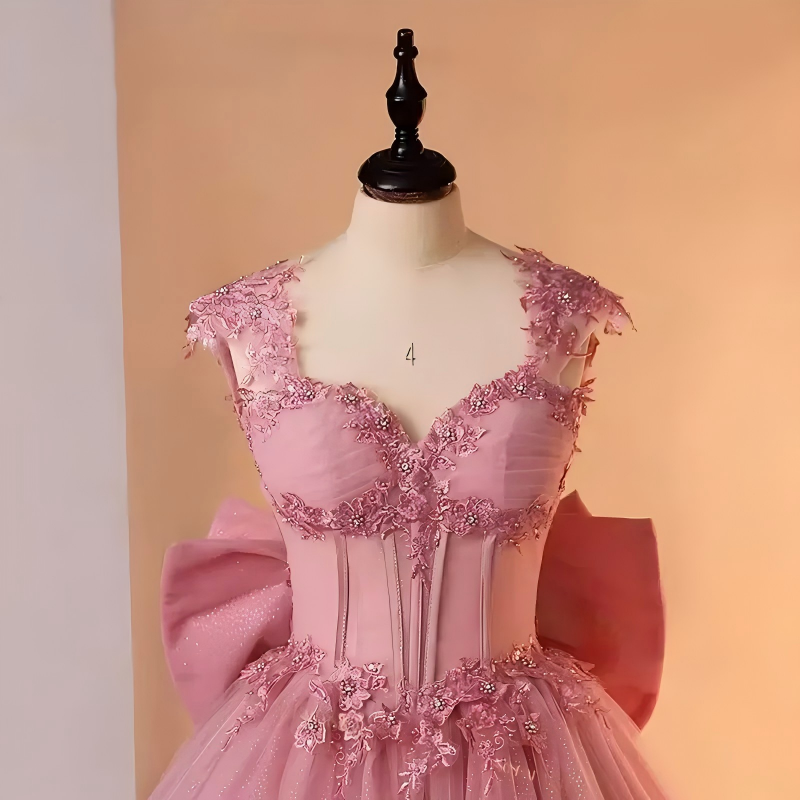 Cheap Pink Quinceanera Dresses Corset Lace Sweet 16 Party Dresses