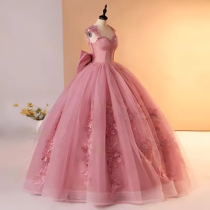 Cheap Pink Quinceanera Dresses Corset Lace Sweet 16 Party Dresses